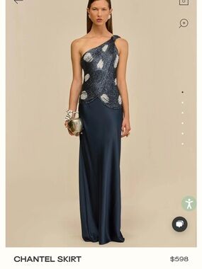 CULT GAIA Navy Satin Chantel Evening Skirt